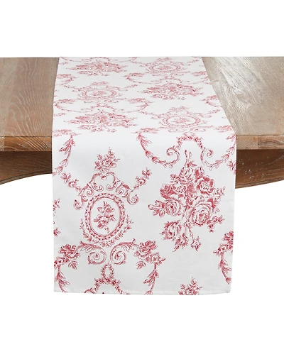 Saro Lifestyle Ornate Floral Linen Blend Table Runner, 16" x 72"