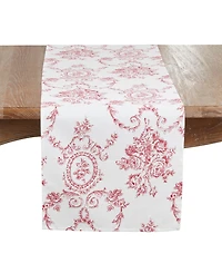 Saro Lifestyle Ornate Floral Linen Blend Table Runner, 16" x 72"