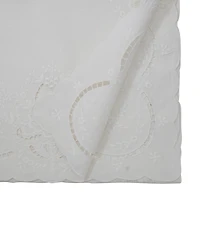 Saro Lifestyle Embroidered Linen Scalloped Table Runner
