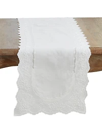 Saro Lifestyle Embroidered Linen Blend Table Runner