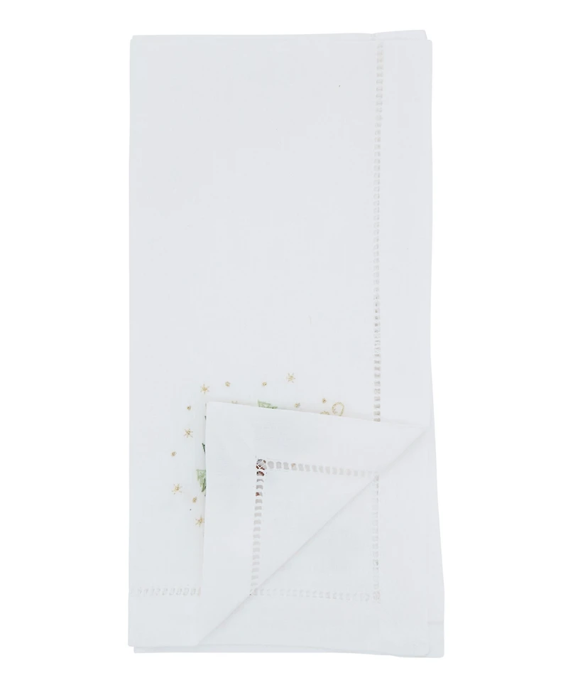 Saro Lifestyle Embroidered Holiday Tree Cotton Napkins, Set of 6