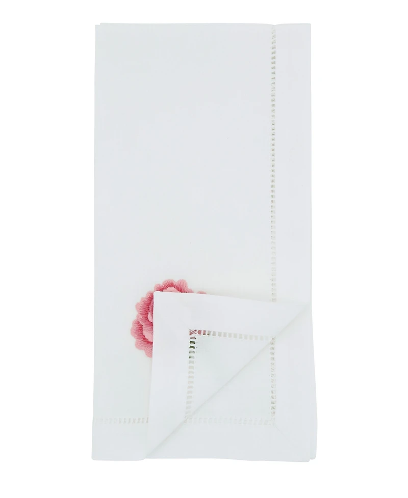 Saro Lifestyle Floral Embroidered Cotton Decorative Napkins, Set of 6