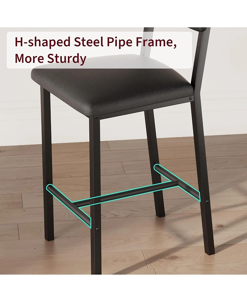 gaomon Bar Stools Set of 2,Pu Leather Counter Height with Backrest and Footrest,Tall Stool Thick Cushion,for Dining Room