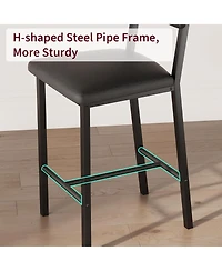 gaomon Bar Stools Set of 2,Pu Leather Counter Height with Backrest and Footrest,Tall Stool Thick Cushion,for Dining Room