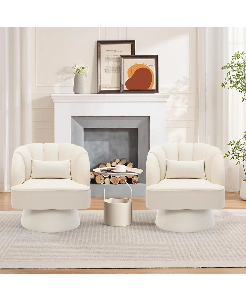 gaomon Modern Swivel Barrel Accent Chair, Upholstered Armchair with Striped Backrest and Plush Padding