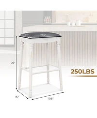 Gymax Set of 2 29-Inch Upholstered Bar Stools with Padded Seat Cushions and Rubberwood Legs