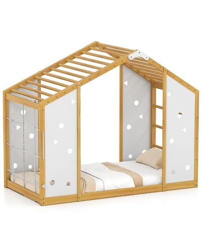 Gouun Twin Size 2-in-1 Climbing Bed with Monkey Bars and Rope Ladder