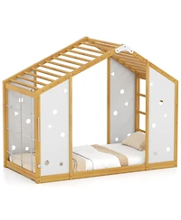 Gouun Twin Size 2-in-1 Climbing Bed with Monkey Bars and Rope Ladder