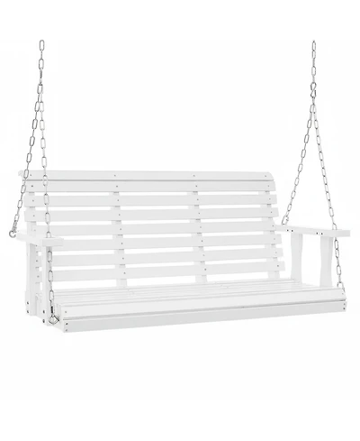 Gouun Wooden Porch Swing with Chains 880 lb Capacity