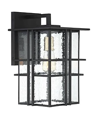 Possini Euro Design Arley Modern Outdoor Wall Light Fixture Black Geometric Frame Seedy Glass for Post Exterior Barn Deck House Porch Yard Patio