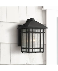 Kathy Ireland Mission Outdoor Wall Light Fixture Dusk to Dawn Frosted Seedy Glass Panels for Exterior House Porch
