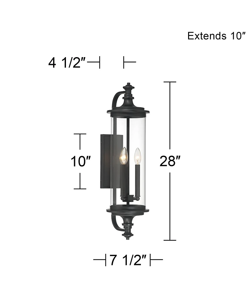 Possini Euro Design Medici Modern Outdoor Wall Light Fixture Clear Glass for Post Exterior Barn Deck House Porch Yard Patio Home Outside