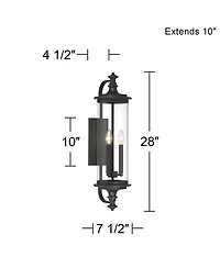 Possini Euro Design Medici Modern Outdoor Wall Light Fixture Clear Glass for Post Exterior Barn Deck House Porch Yard Patio Home Outside