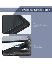 Gouun 3-Piece Rattan Bistro Set with Armchairs and Tucking Design