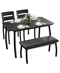 gaomon 4-Person Modern Metal and Wood Space-Saving Dining Set