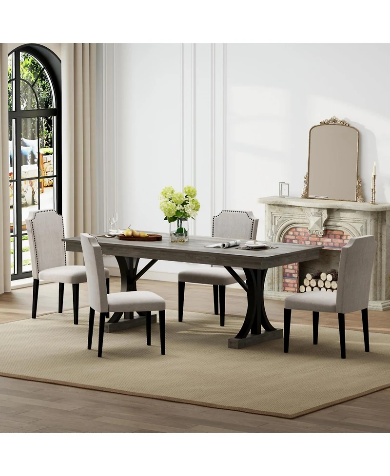 gaomon 6-8 Person Large Wooden Dining Table with 2 Drawers