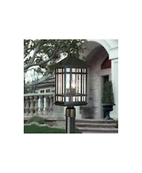 Kathy Ireland Sierra Craftsman Mission Outdoor Post Light Rubbed Seeded Glass for Exterior Barn Deck House Porch Yard Patio Home Outside
