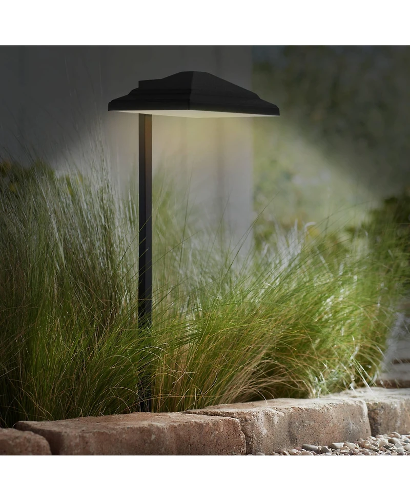 John Timberland High Modern Outdoor Landscape Path Lights Porch House Exterior Set of 2 Led Bulb Textured Finish Metal