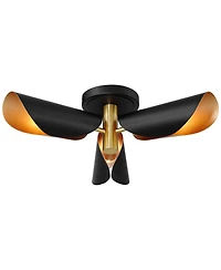 Possini Euro Design Vector Mid Century Modern Semi Flush-Mount Ceiling Light Fixture Kitchen Unique 3-Light Gold Finish
