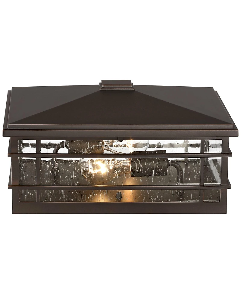 Kathy Ireland Sierra Craftsman High Farmhouse Rustic Outdoor Pier Mount Light Fixture Porch Weatherproof
