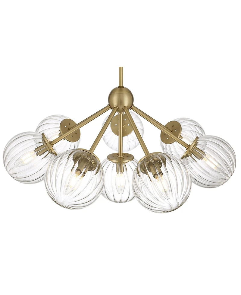 Possini Euro Design Halloran Brass Fluted Glass 8-Light Pendant Light
