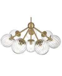 Possini Euro Design Halloran Brass Fluted Glass 8-Light Pendant Light