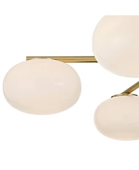 Possini Euro Design Damian Wide Antique Brass and Opal 6-Light Chandelier