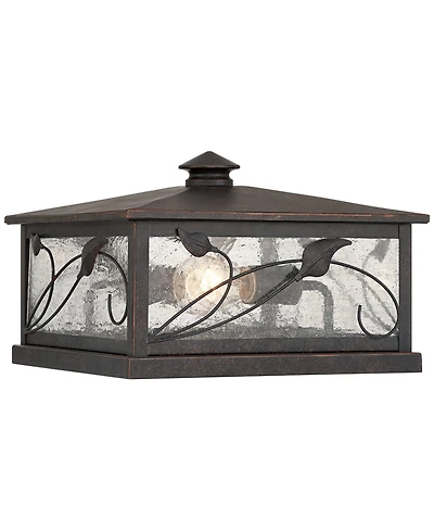 Franklin Iron Works French Garden Wide Seeded Glass Pier Mount Light