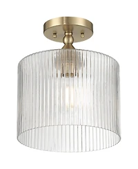 Possini Euro Design Krakow Wide Satin Brass Fluted Glass Ceiling Light