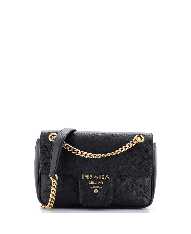 Pre-Owned Prada Small Pattina Flap Shoulder Bag Saffiano Leather