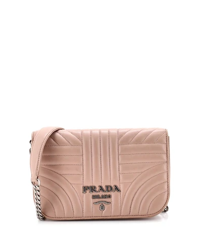 Pre-Owned Prada Small Chain Flap Crossbody Bag Diagramme Quilted Leather