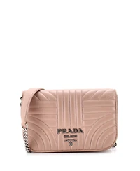 Pre-Owned Prada Small Chain Flap Crossbody Bag Diagramme Quilted Leather
