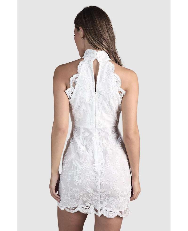 Coast Women's High Neck Mesh Mini Wedding Dress