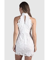 Coast Women's High Neck Mesh Mini Wedding Dress