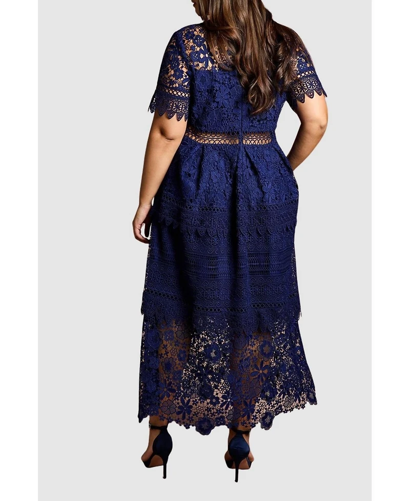 Coast Women's Short Sleeve Lace Midi Dress