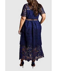 Coast Women's Short Sleeve Lace Midi Dress