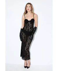 MissPap Women's Premium Bustier Corded Lace Midi Dress