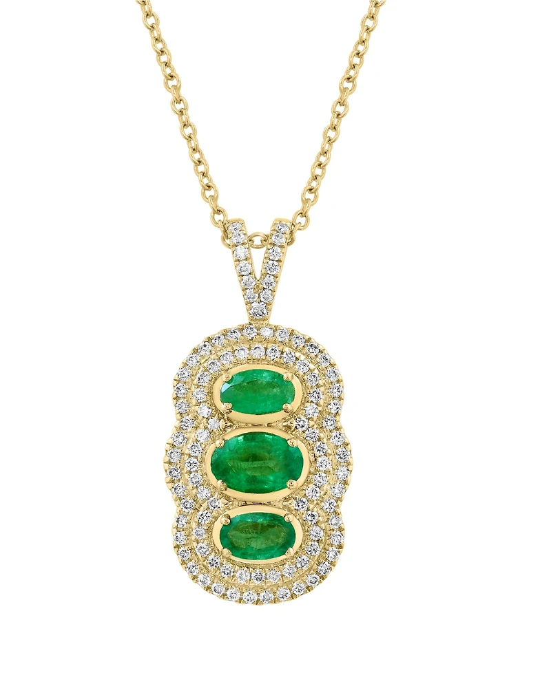 Effy Collection Emerald (7/8 ct. t.w.) & Diamond (3/8 Pendant Necklace 14k Yellow Gold