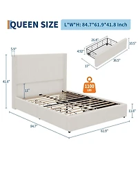 Homfan Upholstered Platform Bed Frame with Storage Drawers