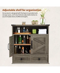 Homfan Farmhouse Wall Cabinet with Barn Doors and Adjustable Shelf, 25 Wide Bathroom Storage Organizer for Bath, Laundry Entryway