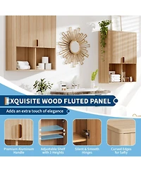 homfan Fluted Bathroom Wall Cabinet with Adjustable Shelf and Soft Close Hinges, Over Toilet Storage Organizer for Bathroom Spaces