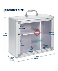 homfan Lockable Medicine Cabinet with Clear Door and Handle, Wall Mount or Carry Storage Box for Bathroom and Home Use