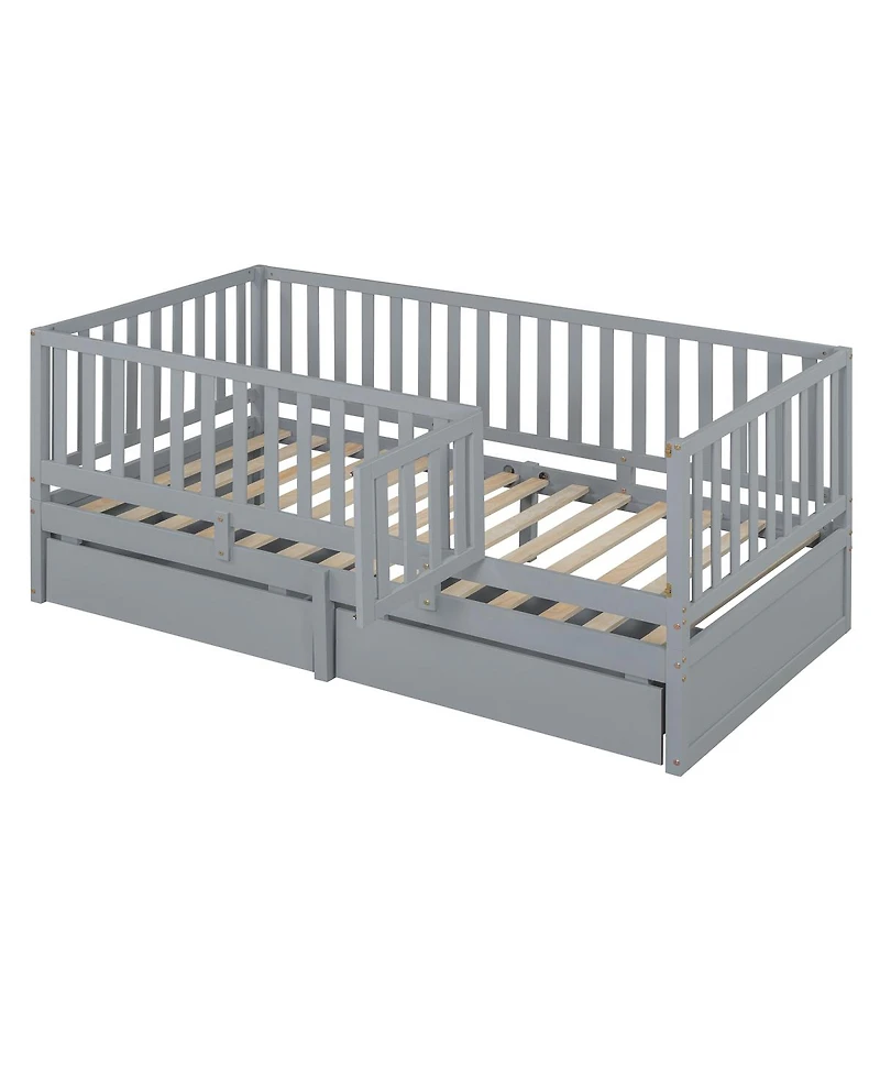 Streamdale Furniture Twin Wood Daybed w/ Drawers and Fence Rails