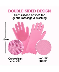 Aronkl 2 Piece Pet Bathing Kit with Washing Gloves and Quick Drying Towel