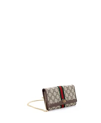 Pre-Owned Gucci Ophidia Chain Wallet Gg Coated Canvas