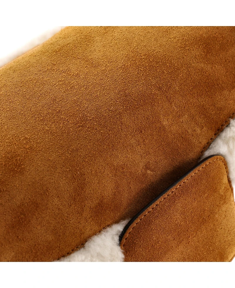 Pre-Owned Gucci Small Horsebit 1955 Shoulder Bag Suede with Shearling