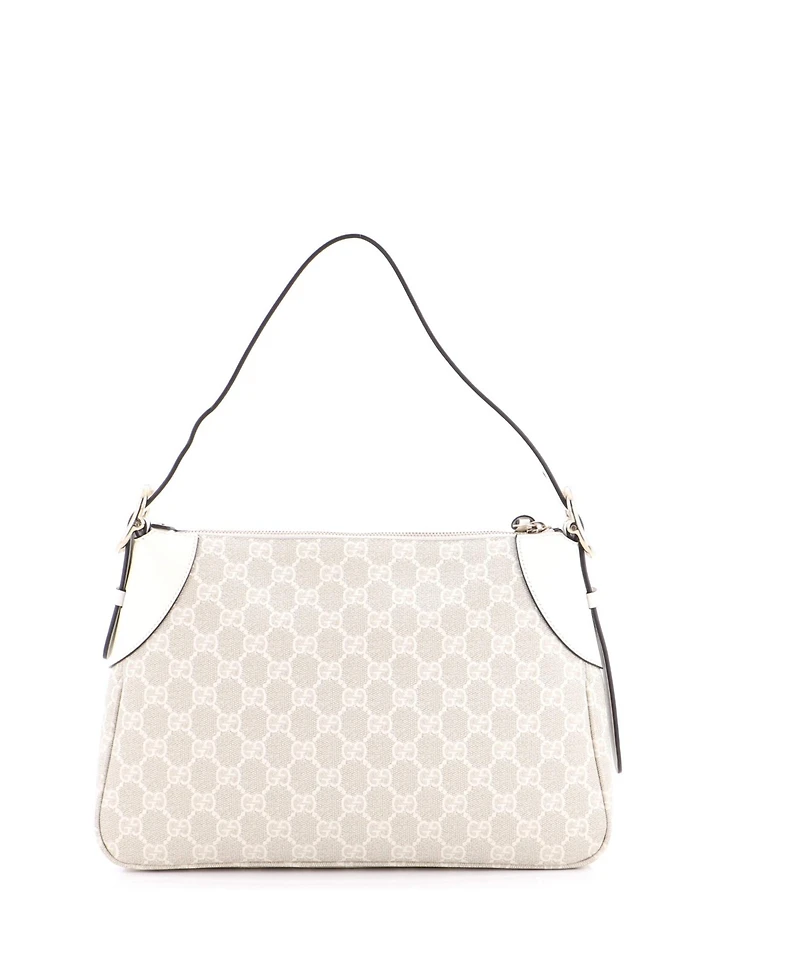Pre-Owned Gucci Medium Emblem Shoulder Bag Gg Coated Canvas with Leather