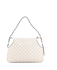 Pre-Owned Gucci Medium Emblem Shoulder Bag Gg Coated Canvas with Leather