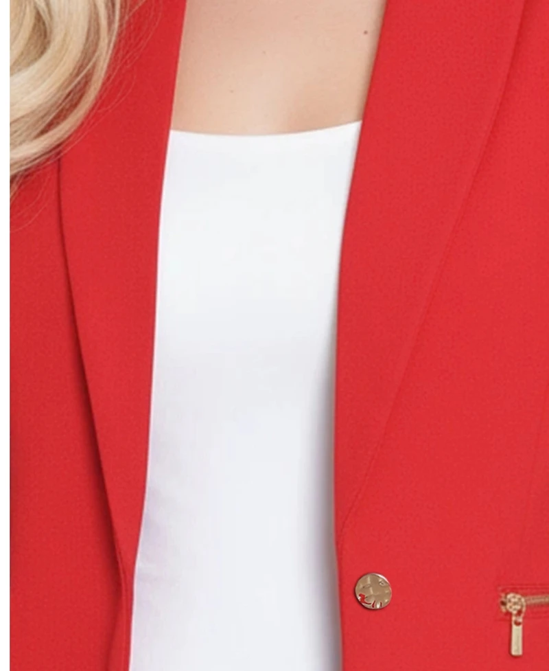 Ny Collection Petite Cropped Long Sleeve Crepe Jacket
