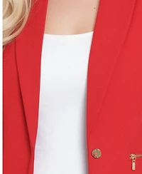 Ny Collection Petite Cropped Long Sleeve Crepe Jacket